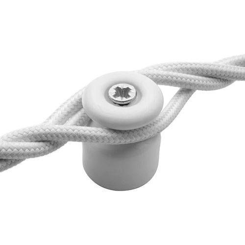 Tourillon de câble avec des vis et des chevilles. 5 isolateurs en porcelaine blanche cru pour l'installation de câbles de tresse de paroi.