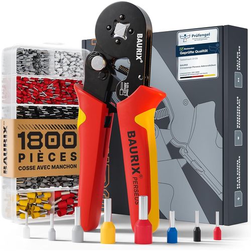 Pince à Sertir avec 1800 Embouts de Câble-[0,25-10mm²] Pince à Embout Auto-Réglable-Pince à Sertir les Embout fil electrique souple-Sertisseuse Electrique-Pince Automatique