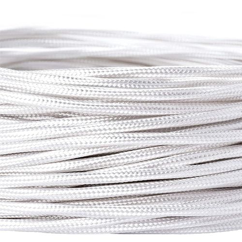 Câble d`alimentation textile-gaine extérieure en plastique-5 m-3 fils-3 x 0,75 mm²-Avec conducteur de terre-Accessoire de lampe (5 m,blanc)