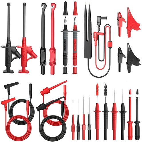Kit de fils de test multimètre,Câble de Test avec pinces crocodiles,sondes de perçage de fil,clips de crochet,pince de test pour multimètre électrique numérique,Testeur Circuit Tension -25pcs
