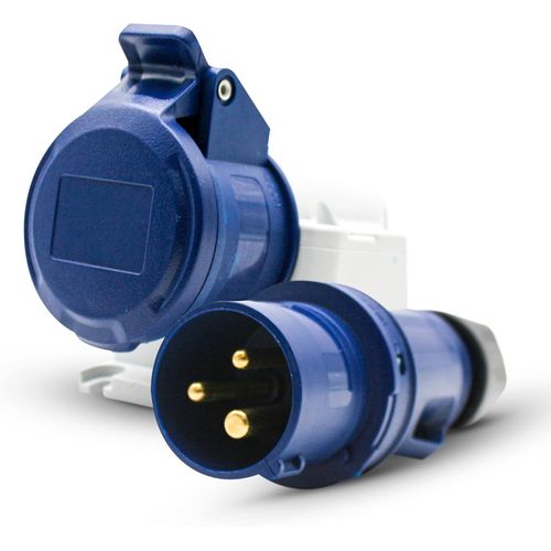 Prise Femelle Industrielle et Prise Mâle Industrielle 32A CEE|3 Broches|2 P + T|220V|Etanche IP44|pour Rallonge Electrique,Camping Car|Usage Intérieur et Exterieur