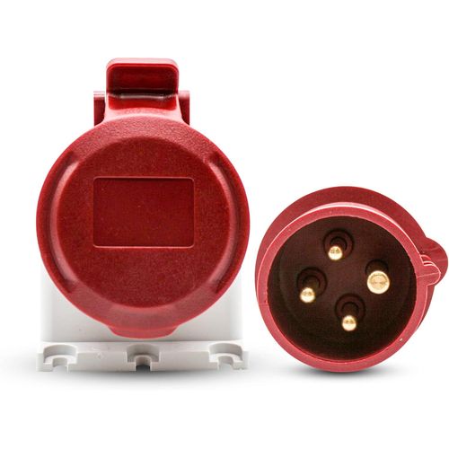 Prise Femelle Industrielle et Prise Mâle Industrielle 16A CEE|4 Broches|3 P + T|380V|Etanche IP44|pour Rallonge Electrique,Camping Car|Usage Intérieur et Exterieur