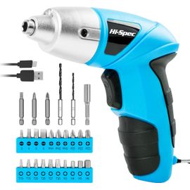 Visseuse Sans Fil 3.6V Bleue,Tournevis Electrique Rechargeable USB 27 Pièces,23 Embouts,Outils Bricolage pour Maison et Bureau