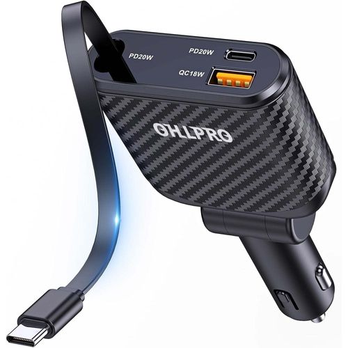 Chargeur De Voiture Rétractable 3 En 1 58w,Chargeur Rapide Pour Téléphone Portable,Câble De Charge De 31,5 Pouces Et 2 Ports Usb,Adaptateur Allume-Cigare Pour Iphone 16 15 14 13 Promax