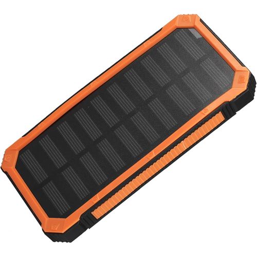 Batterie Externe Solaire Portable 20 000 Mah Avec Charge Rapide Et Deux Ports Usb,Idéale Pour Le Camping Et La Survie (Orange)