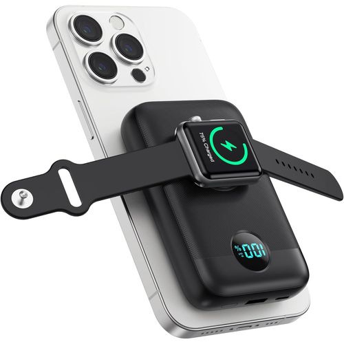 Batterie Externe Magnétique Sans Fil,4-In-1 10800mah Usb C Power Bank Pour Magsafe,Qc4.0+Pd 22,5w Charge Rapide Chargeur Externe Portable Avec Écran Lcd Pour Apple Watch/Iphone 16/15/14/13/12 Séries