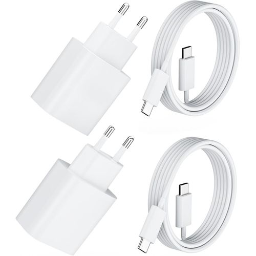 Lot De 2 Chargeurs Rapides 20 W Pd 3.0 Avec 2 Câbles Usb C De 2 M,Compatible Avec Iphone 16/15/14/13/12,Ipad/Air/Mini-Comprend Iphone 15 Max/Plus/Pro-Blanc