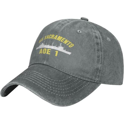 Casquette De Baseball En Denim Uss Sacramento Aoe-1, Chapeau De Cowboy Réglable