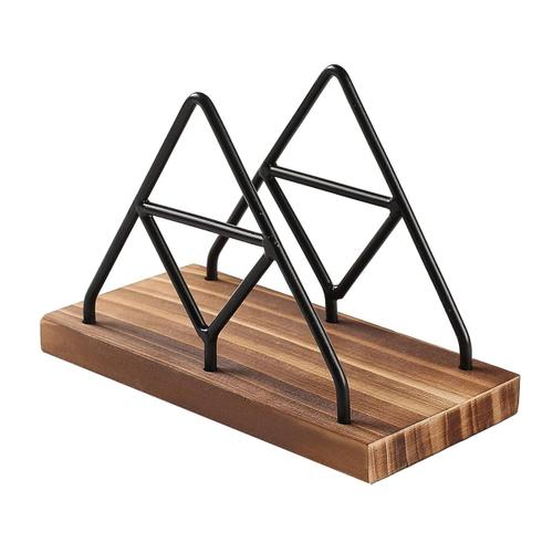 Rangement De Serviettes En Bois, Porte-Serviettes De Table Avec Fil Métallique Noir Pour Décoration Intérieure Et Extérieure De Cuisine De Restaurant De Salle À Manger