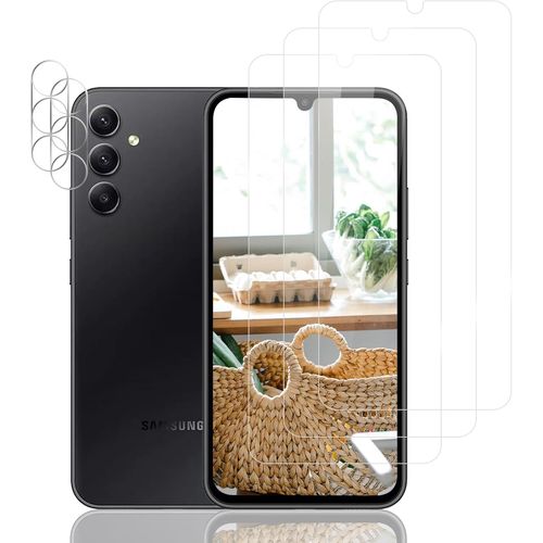 Verre Trempé Pour Samsung Galaxy A34 Plein Écran 3d Film Protection Écran,Affaire Classée,Bord À Bord,Sans Bulle,Anti-Scratch,Sensible Au Toucher,Ultra Hd,3+2 Pièces