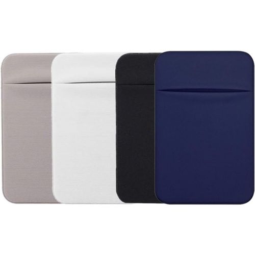 4 Pièces Porte-Cartes Pour Téléphone Portable Avec Autocollant Adhésif Pour L'arrière Du Téléphone,Pochettes En Tissu Extensible Pour Carte D'identité,Carte De Crédit
