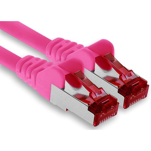 1x 1m câble de brassage CAT6 S/FTP PIMF blindage CAT.6 câble réseau RJ45 câble Ethernet DSL LAN routeur commutateur modem panneau de brassage-magenta-1 pièce