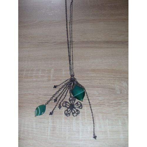 Collier Gris/Vert Véritable Agate