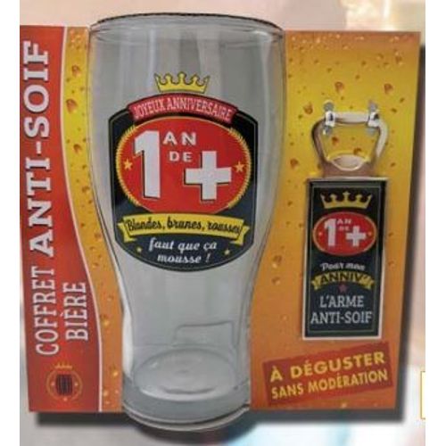 Coffret Verre Biere Et Decapsuleur 1 An De Plus