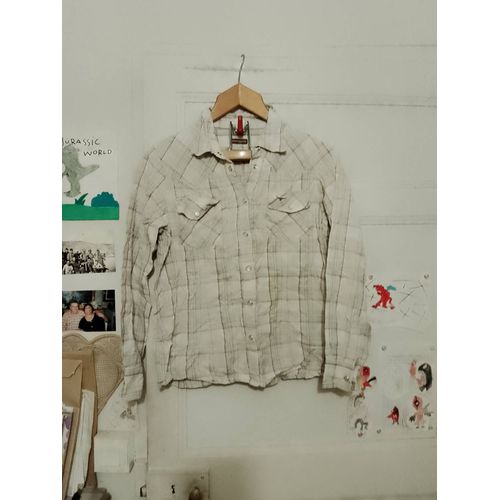 Chemise À Carreaux Crème Traits Gris/Bordeaux 38 M Blanche Porte.