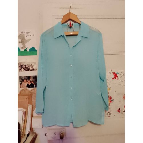 Chemise Bleue Claire Translucide 44 Xxl Blanche Porte.