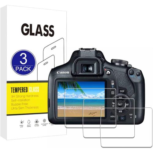 KAL-[3 Pièces] Compatible Avec Le Protecteur D'Écran Canon Eos 2000D 1300D 1200D Rebel T7,Film De Protection 2.5D[Dureté 9H,Installation Facile] Qualité Supérieure Film En Verre Trempé