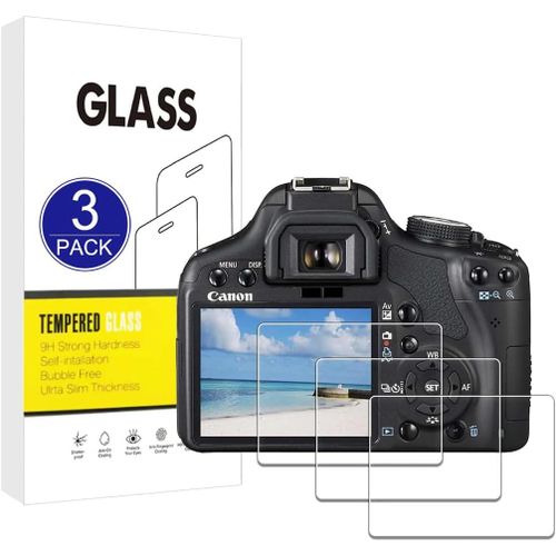KAL-[3 Pièces] Compatible Avec Le Protecteur D'Écran Canon Eos 500D /Rebel T1I,Film De Protection 2.5D[Dureté 9H,Installation Facile,Incassable] Qualité Supérieure Film En Verre Trempé