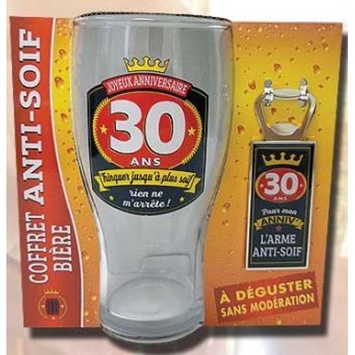 Coffret Verre Biere Et Decapsuleur 30 Ans