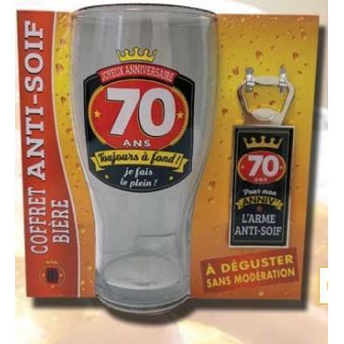 Coffret Verre Biere Et Decapsuleur 70 Ans