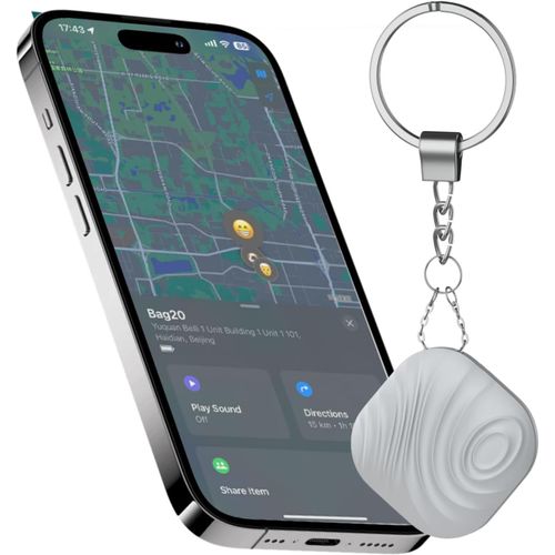 KAL-Air Tag Localisateur D'Objets Traceur Lot De 1 Gris -Ios Uniquement -Fonctionne Avec L`App Localiser -Avec Porte Clés -Pour Clés, Portefeuille, Sacs, Valises