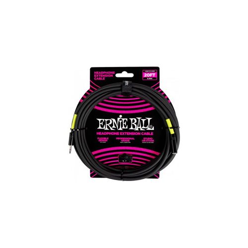 Ernie Ball - Rallonge De Casque Stéréo Mini-Jack Vers Mini-Jack 6m Noire