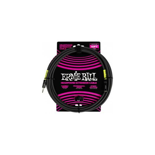 Ernie Ball - Rallonge De Casque Stéréo Mini-Jack Vers Mini-Jack 3m Noire