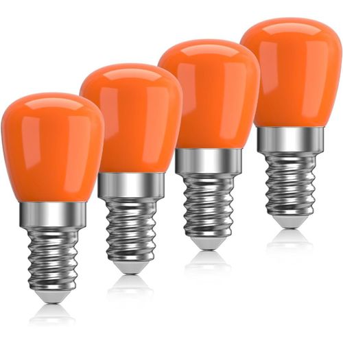 Kal-E14 Led Ampoules Orange, 2w E14 Petite Edison Spirale Ampoules De Nuit, 220v Ses E14 Orange Led Ampoules, Halloween/Noël/Sel Lumières, Non Dimmable, Paquet De 4