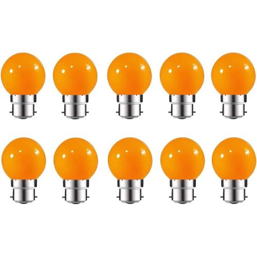 KAL-Lot De 10 Ampoule Led Couleur B22 2W Équivalente 20W Ac 220V-240V B22 Baïonnette Ampoules Guirlande Led Ampoules Multicolore Pour Maison Bar Fête Décoration D'Ambiance, Orange