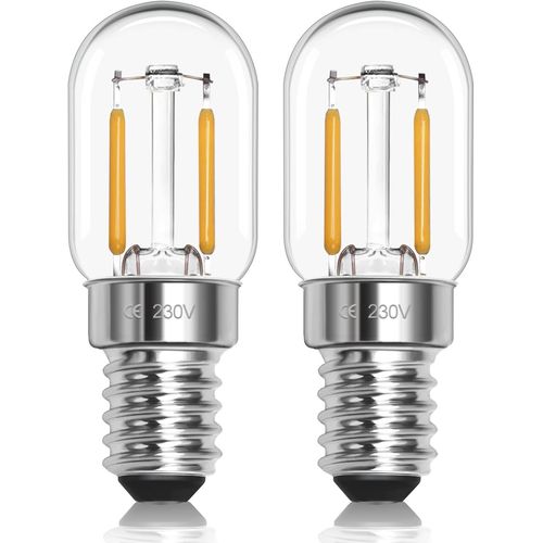 Kal-Ampoule Refrigerateur Led E14 1w 230v, T22 Ampoule Frigo Led E14 Blanc Chaud 2700k, Équivalent Lampe Halogène 10w-15w, Petit Led E14 Pour Frigo, Lampe De Sel, Veilleuse Enfants, Lot De 2
