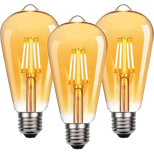 Kal-Edison Vintage Ampoules, Lot De Trois Edison Led Lampes Blanc Chaud E27 Vintage Ampoules Sont Idéales Pour La Nostalgie Et La Maison Café Bar Rétro Éclairag
