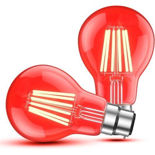 Kal-2×Lot De 6w Ampoule Led Culot B22 Globe A60, Couleur Led Lampe Pour L'éclairage Des Fêtes, Outdoor Patio Party Christmas,Rouge