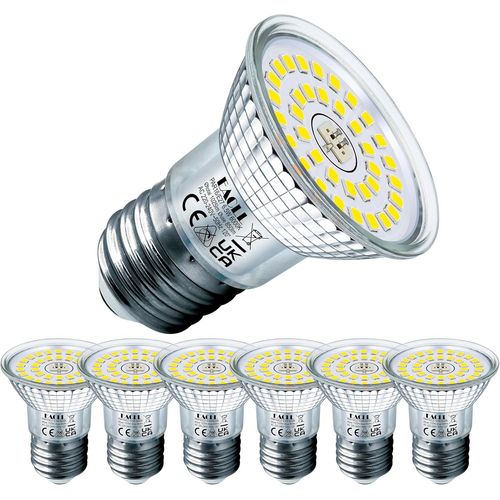 Kal-Ampoule Led E27 Blanc Froid 6.5w Équivalent Incandescence Halogène 100w, Lot De 6. 770 Lumens 6000k Non Dimmable, Large Faisceau 120° Spot, Éclairag Sans Scintillement, R50 Lampe À Réflecteur