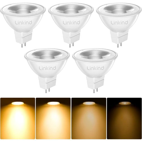 Kal-Ampoule Led Dimmable Gu5.3 Mr16, 5w Equivalent À 50w Lampe Traditionnelle, Blanc Chaud 2700k, 520lm, Angle Du Faisceau 36°, Ampoules Led Spot 12v, Dimmable, Lot De 5