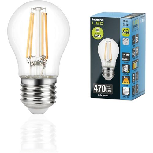 Kal-Ampoule Led E27 Omni-Filament Balle De Golf Chaud 2700k, 470lm, 3,4w (Équivalent À 40w) Dimmable - Paquet De 4 - Efficace En Énergie, Pour Les Chambres À Coucher, Les Couloirs Et Les Salons