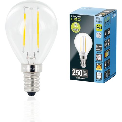 Kal-Ampoule Led - E14 Omni-Filament Balle De Golf Chaud 2700k, 250lm, 2w(Équivalent À 25w)Non Dimmable - Paquet De 4 - Efficace En Énergie, Pour Les Chambres, Les Couloirs Et Les Salles De Séjour