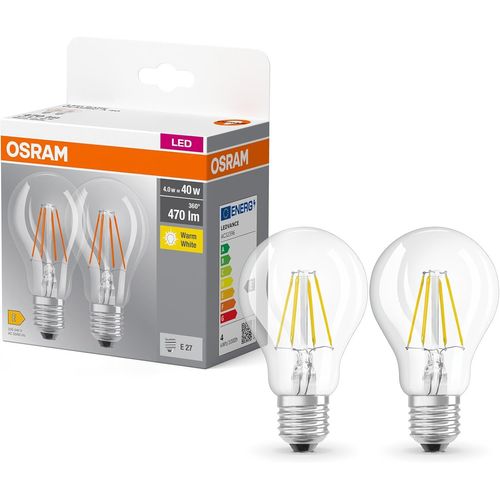 Kal-Base Classic A Fil 40 Led Lampe Avec Base E27, Forme De Piston Classique, Double Unités, 4w, 470lm, 2700k, Lumière Blanche Chaude, Développement À Faible Chaleur, Consommation De Faible Énergie