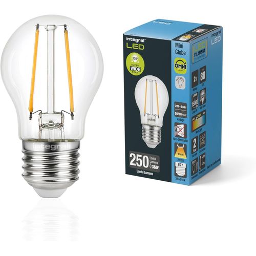 Kal-Ampoule Led - E27 Omni-Filament Balle De Golf Chaud 2700k, 250lm, 2w(Équivalent À 25w)Non Dimmable - Paquet De 4 - Efficace En Énergie, Pour Les Chambres, Les Couloirs Et Les Salles De Séjour