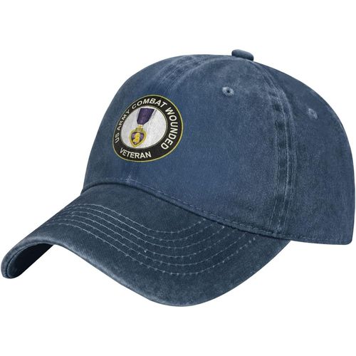 Casquette De Baseball En Denim Pour Vétéran Blessé De L'armée Américaine, Chapeau De Cowboy Réglable Avec Médaille De C¿Ur Violet