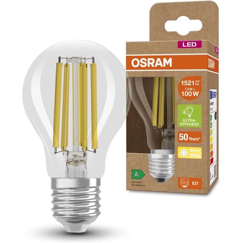 Kal-Led Ampoule À Économie D'énergie, Ampoule À Filament, E27, Blanc Chaud (3000k), 7.2 Watts, Remplace Une Ampoule De 100w, Très Efficace Et À Économie D'énergie, Pack De 1