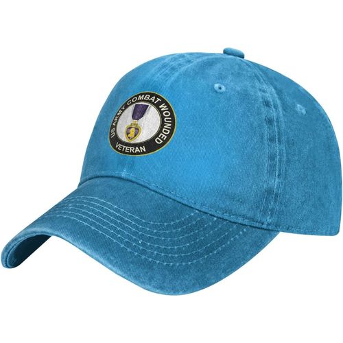 Casquette De Baseball En Denim Pour Vétéran Blessé De L'armée Américaine, Chapeau De Cowboy Réglable Avec Médaille De C¿Ur Violet