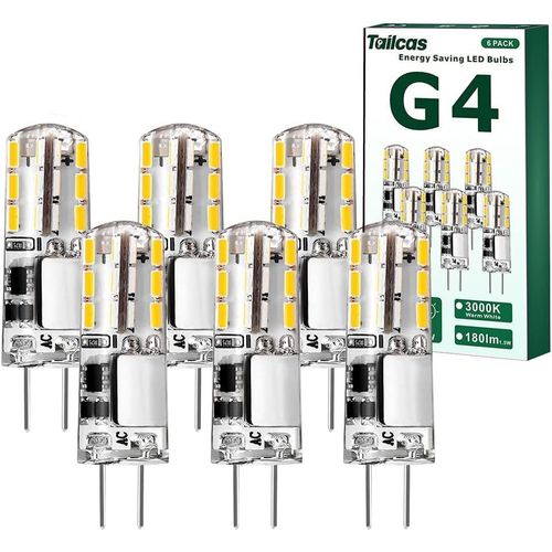 Kal-Ampoules G4 Led, Blanc Chaud 3000k 1.5w Equivalent 10w 20w Halogène Lampe, Ac/Dc 12v Ampoule 180lm 9 X 36mm Non Dimmable Sans Scintillement Pour Chambre Salon Cuisine Jardin (Blanc Chaud)