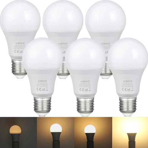 Kal-Ampoule Led E27 Dimmable, Blanc Chaud 2700k, 1000lm, 10w Équivalent 100w, Angle De Faisceau De 200°, A60 Ampoules Edison Culot À Vis Pour Lustres Suspensions Lampes De Table, Lot De 6