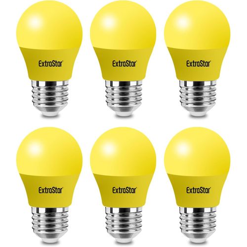 KAL-Ampoule Led Couleur E27 4W Équivalente 40W Ac 220V-240V, Ampoules Guirlande Couleur Led G45, Orange Rouge Jaune Bleu Vert Pour Lumières De Noël De Patio Extérieur (Jaune, Lot De 6)