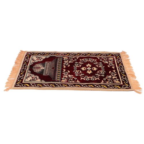 Tapis de priere musulman en fibre de polypropylene, portable, motif floral exquis, tapis de culte ethnique (110 x 70 cm / 43,3 x 27,6 pouces), rouge