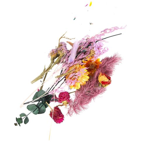 Fleurs sechees, parfum colore, bouquet floral, materiel de fabrication, accessoires artisanaux