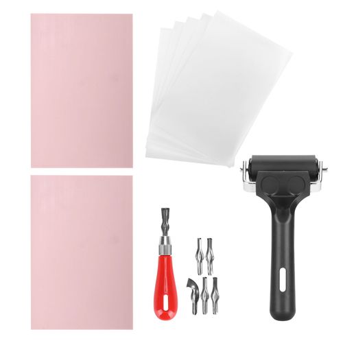 Kit de sculpture en caoutchouc, ensemble de fabrication de tampons en bloc, gravure, impression, artisanat avec outils de decoupe