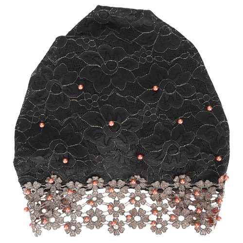 Bonnet Ample Elastique Decontracte, Elegant Et Tendance, Brode De Perles, Pour La Plupart Des Femmes, Noir