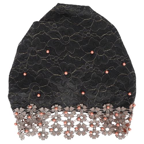 Bonnet Ample Elastique Decontracte, Elegant Et Tendance, Brode De Perles, Pour La Plupart Des Femmes, Noir