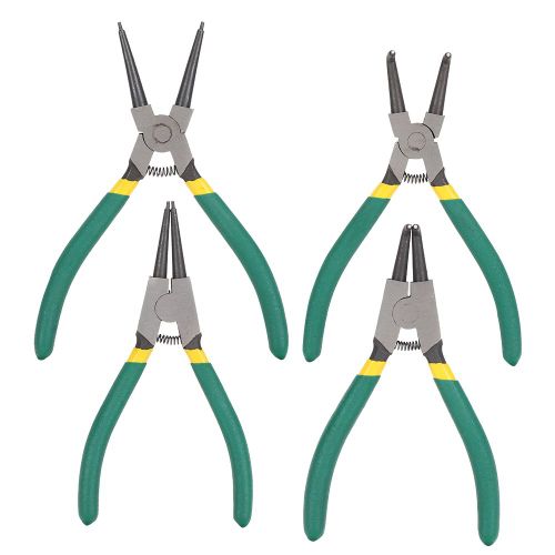 Lot de 4 pinces a circlips, mini pinces a circlips internes et externes, droites et coudees, 15 cm